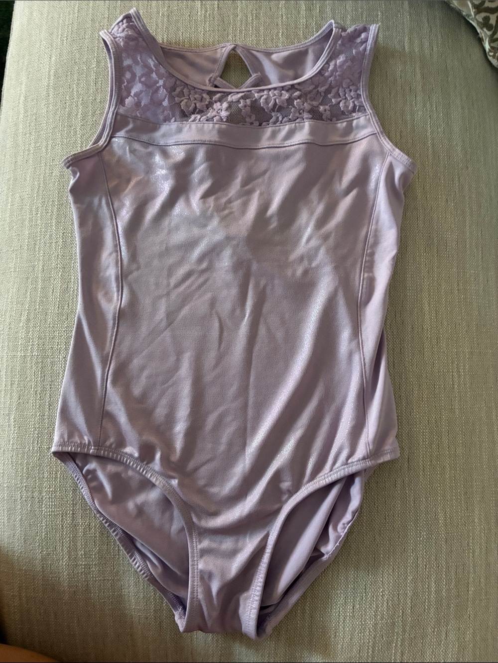 Justice Lilac Dance/gymnastics Leotard with Lace Yoke